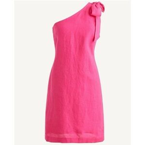 J.Crew One-shoulder linen shift Pink Mini dress XL
